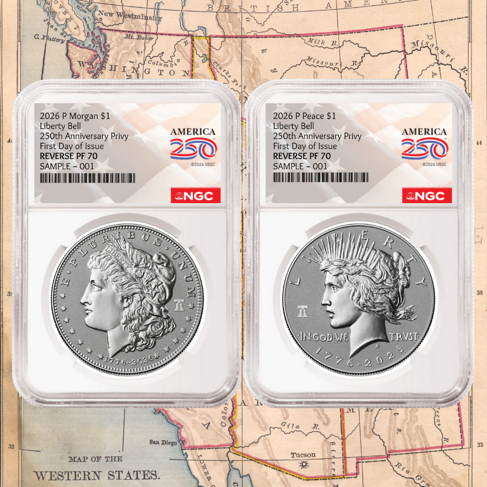 2026 Reverse Proof Morgan and Peace Dollars with Liberty Bell Privy
