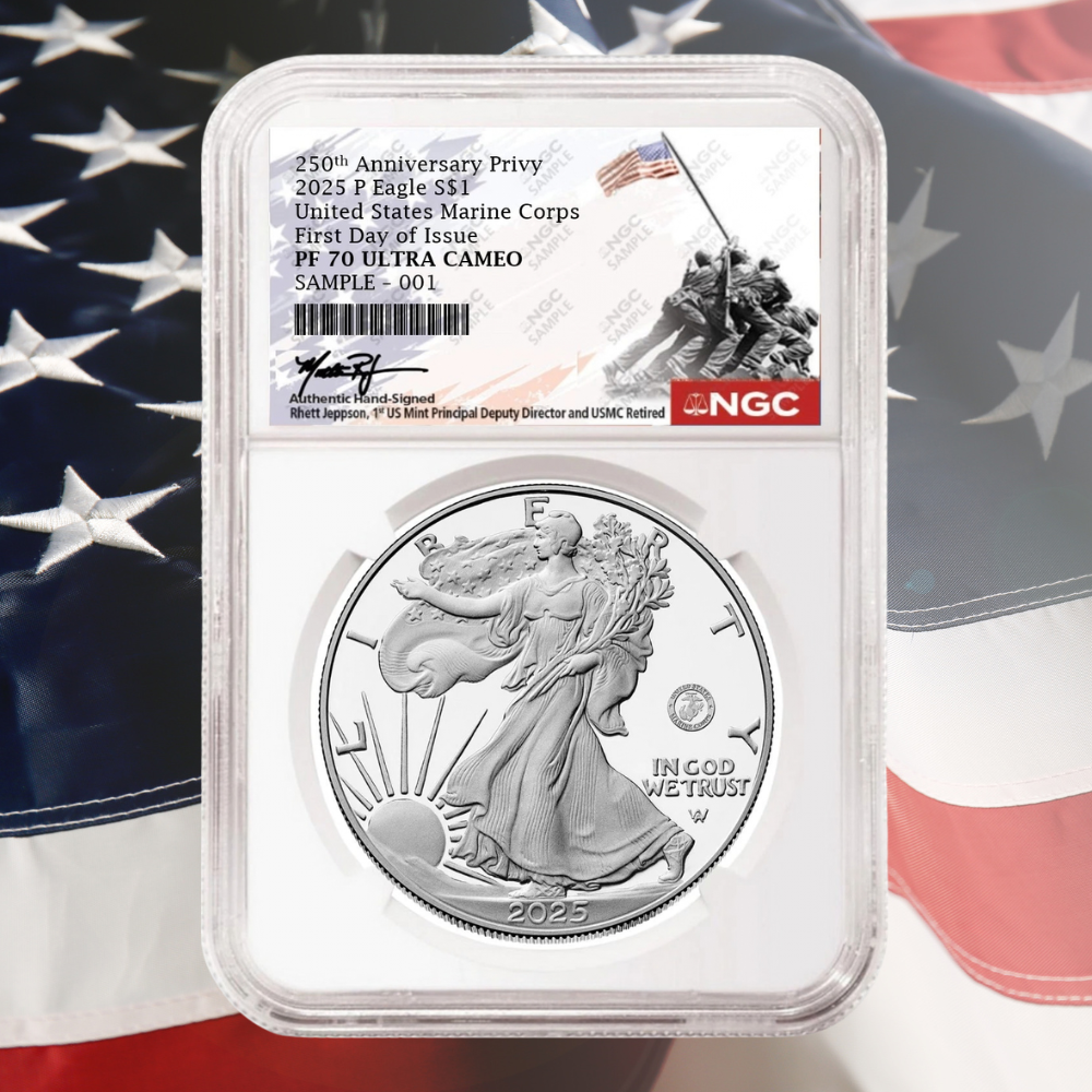 2025 Proof Silver Eagles with Marine Privy