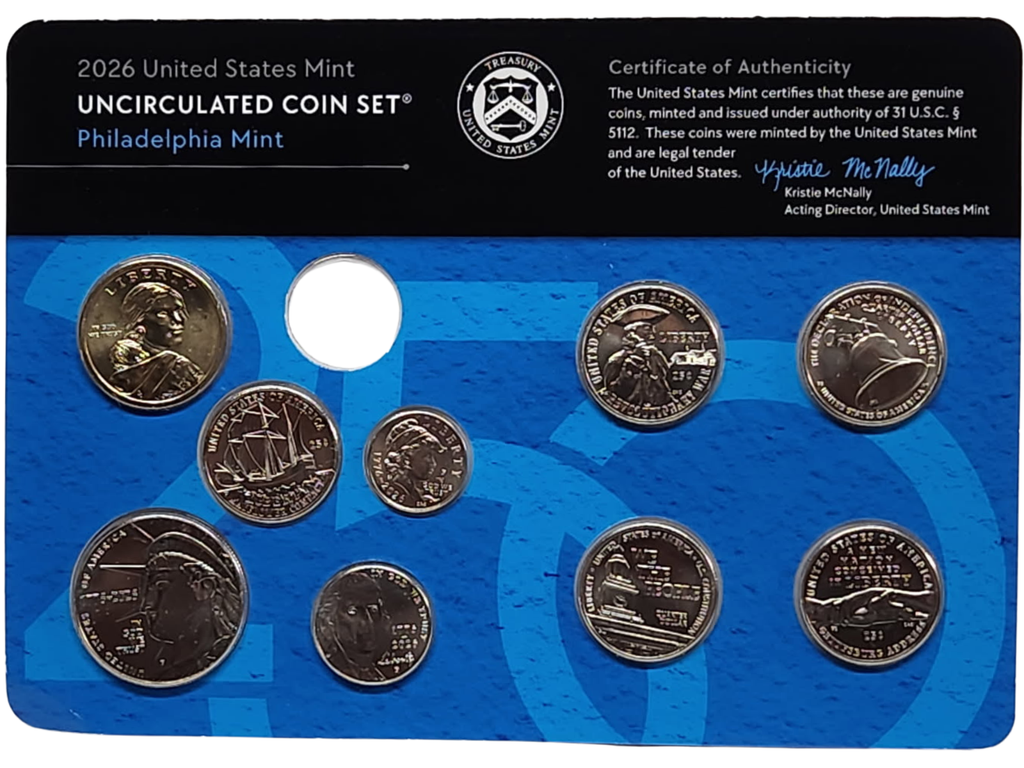 1776-2026 P & D US Mint Uncirculated 18 Coin Set - No Pennies