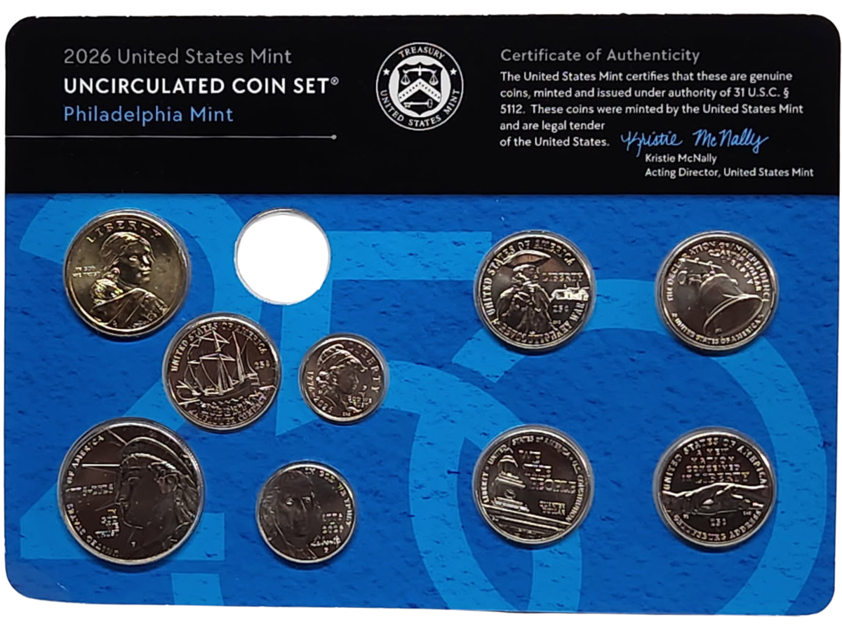 1776-2026 P & D US Mint Uncirculated 18 Coin Set - No Pennies
