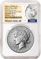 2025 Reverse Proof Peace Silver Dollar NGC RP 70 First Day of Issue Peace