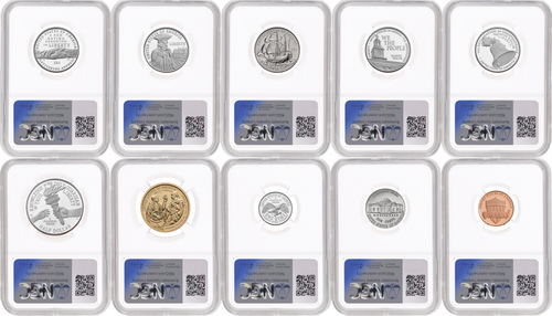 1776-2026 US Mint Complete 10 Coin Silver Proof Set, NGC PF70 First Releases, 250th Liberty Bell label