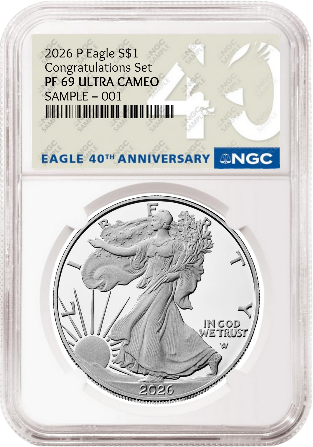 2026 P Congratulations Set Proof Silver Eagle NGC PF 69, 40th    Presale
