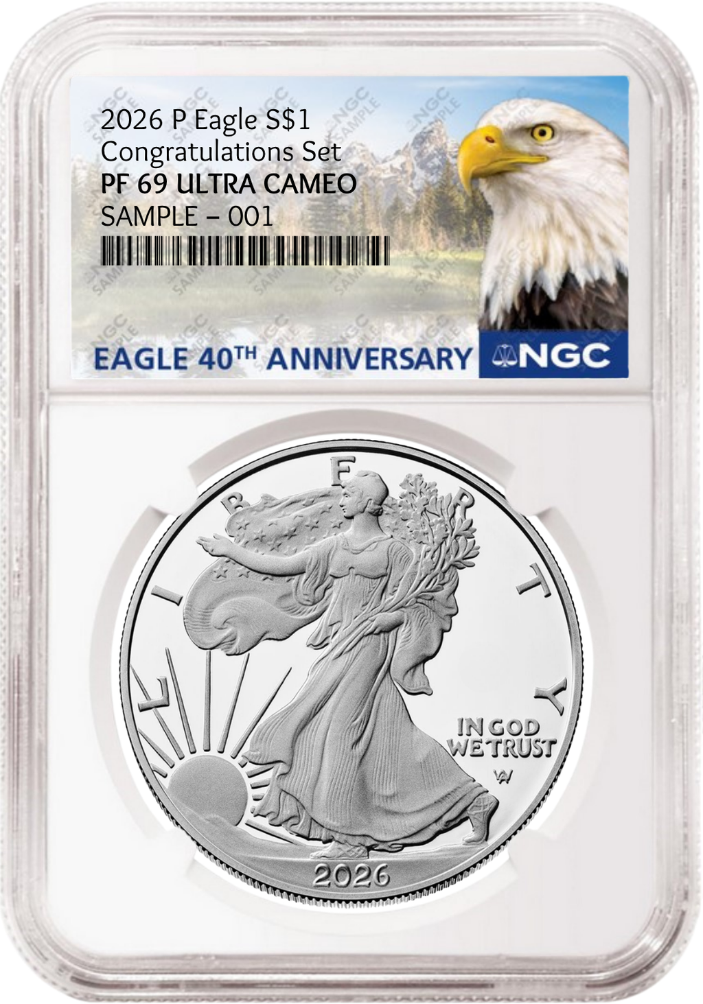2026 P Congratulations Set Proof Silver Eagle NGC PF 69, Mtn 40th    Presale