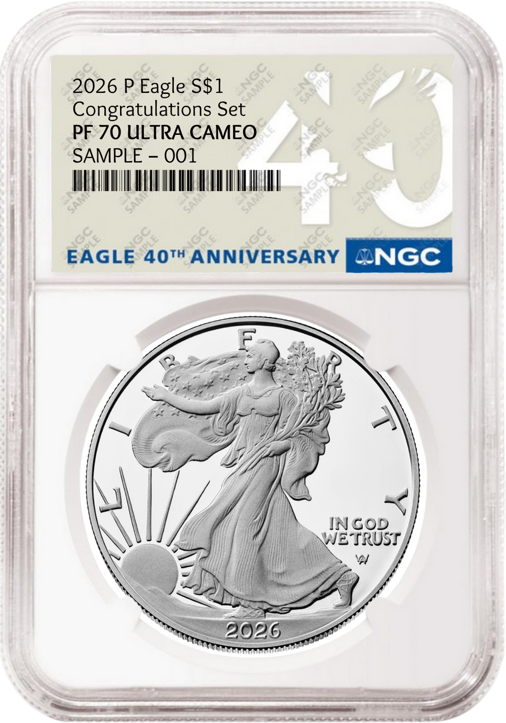 2026 P Congratulations Set Proof Silver Eagle NGC PF 70, 40th    Presale