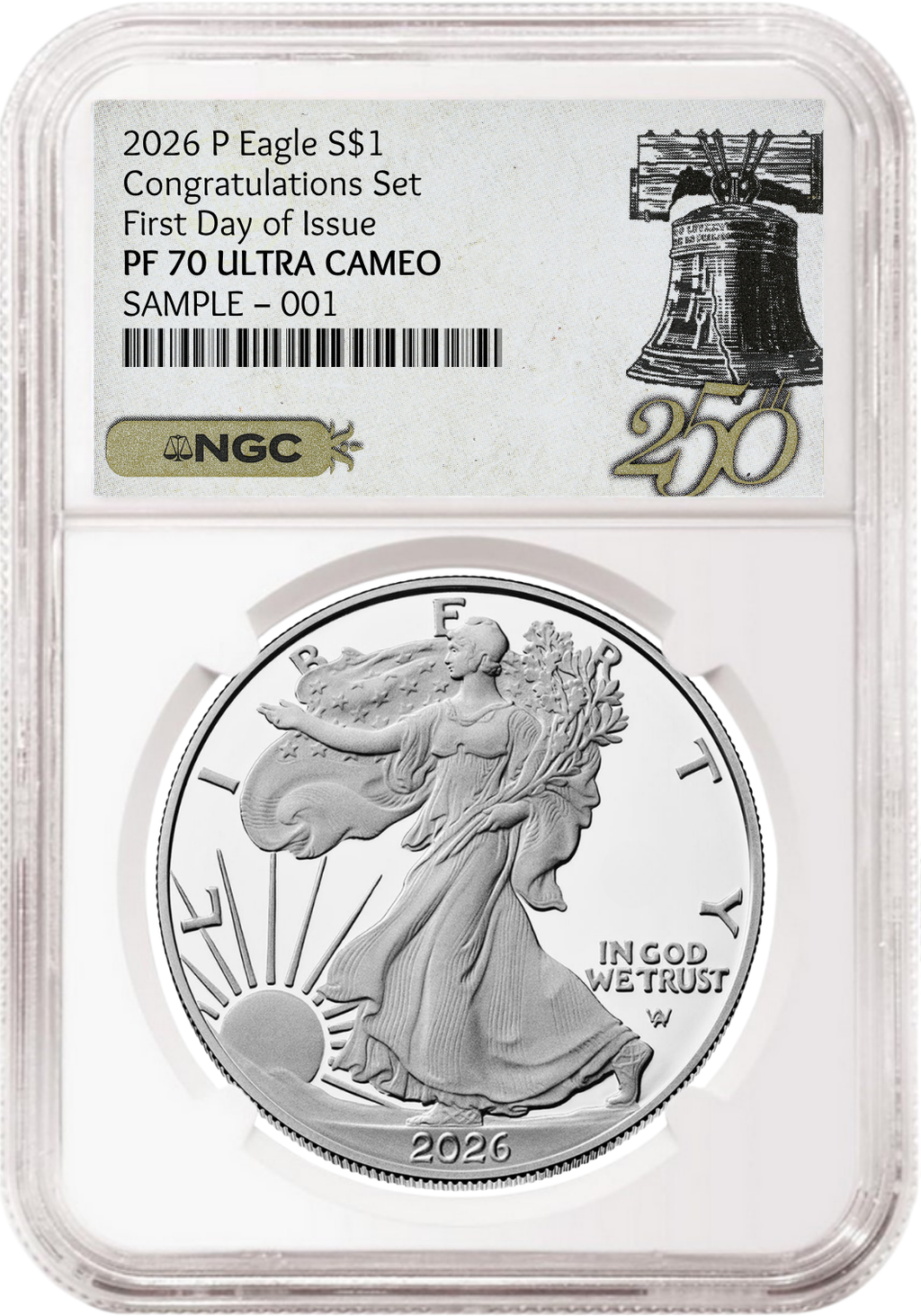 2026 P Congratulations Set Proof Silver Eagle NGC PF 70, First Day of Issue 250 Bell