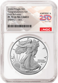 2026 P Congratulations Set Proof Silver Eagle NGC PF 70, First Releases 250 Flag
