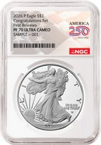 2026 P Congratulations Set Proof Silver Eagle NGC PF 70, First Releases 250 Flag