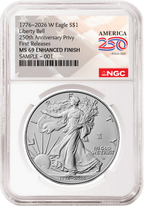 2026 W Enhanced Uncirculated Silver Eagle NGC MS 69, First Releases 250th Flag Label