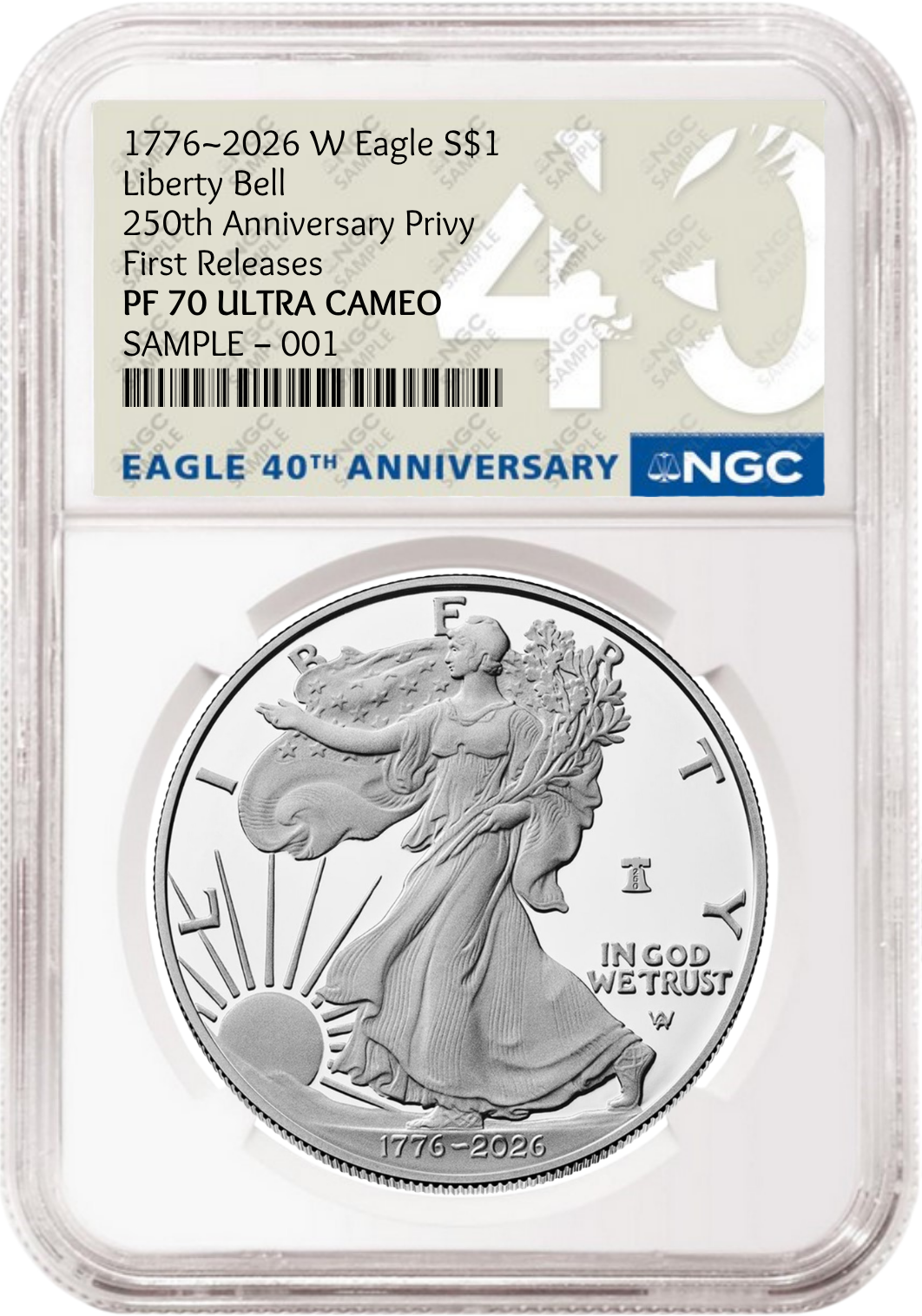 2026 W Proof Silver Eagle Liberty Bell Privy NGC PF 70 UC, First Releases 40th