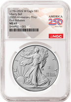 2026 W Enhanced Uncirculated Silver Eagle NGC MS 69, First Releases 250th Flag Label