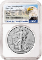 2026 W Enhanced Uncirculated Silver Eagle NGC MS 69, First Releases 40th Anniversary Eagle/Mountain Label