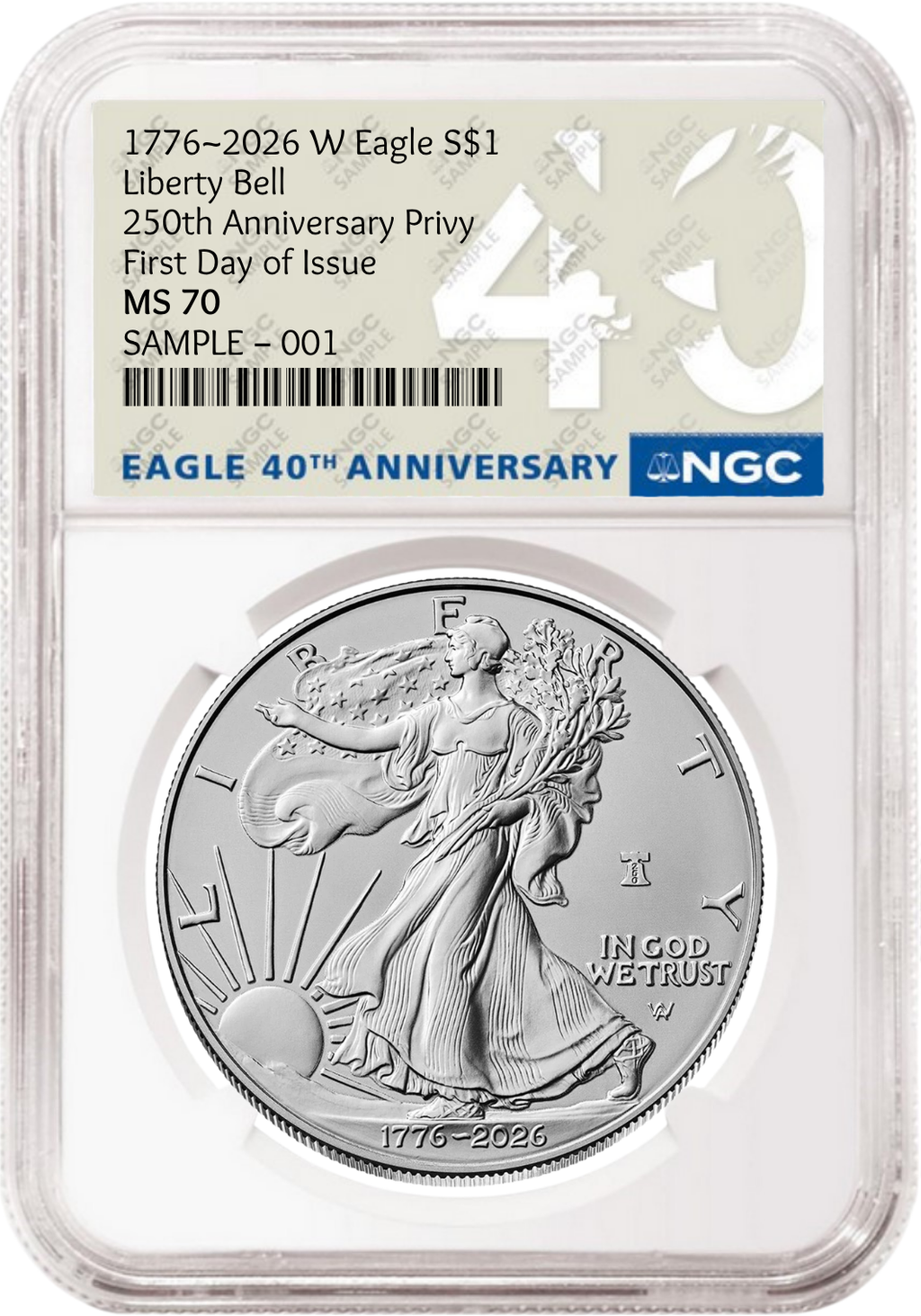2026 W Enhanced Uncirculated Silver Eagle NGC MS 70, First Day Of Issue 40th Anniversary Label