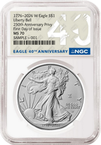 2026 W Enhanced Uncirculated Silver Eagle NGC MS 70, First Day Of Issue 40th Anniversary Label