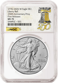 2026 W Enhanced Uncirculated Silver Eagle NGC MS 70, First Releases 250th Liberty Bell Label
