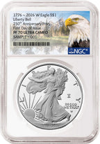 2026 W Proof Silver Eagle Liberty Bell Privy NGC PF 70 UC, First Day of Issue Mtn