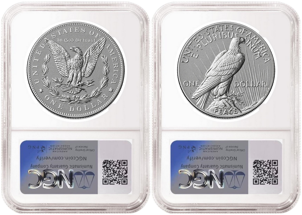 2 Coin Set 2026 Morgan and Peace Reverse Proof Liberty Bell Privy NGC RP70 First Day of Issue 1st Presale