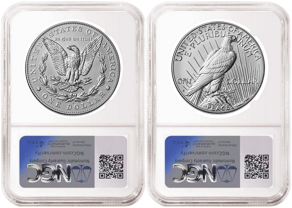 2 Coin Set 2025 Morgan and Peace Reverse Proof Silver Dollars NGC RP 70 First Day of Issue and First Releases SF