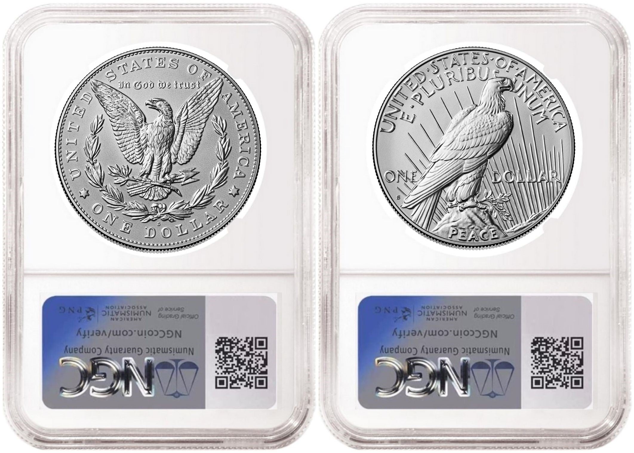 2 Coin Set 2025 Morgan and Peace Reverse Proof Silver Dollars NGC RP 70 First Day of Issue and First Releases SF