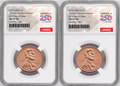2 Coin set, 1776-2026 P & D Lincoln Cent , NGC MS 65 RD First Day of Issue, 250 Flag