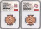2 Coin set, 1776-2026 P & D Lincoln Cent , NGC MS 65 RD First Day of Issue, 250 Flag