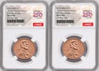 2 Coin set, 1776-2026 P & D Lincoln Cent , NGC MS 67 RD First Day of Issue, 250 Flag