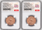 2 Coin set, 1776-2026 P & D Lincoln Cent , NGC MS 69 RD First Day of Issue, 250 Flag