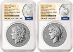 1776~2026 Morgan and Peace Enhanced Uncirculated Dollar 2 Coin Set, 250th Privy, NGC MS70 First Releases, Morgan & Peace Label