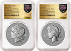 1776~2026 Morgan and Peace Enhanced Uncirculated Dollar 2 Coin Set, 250th Privy, NGC MS70 First Releases, 250th Gold Label