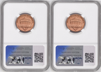 2 Coin set, 1776-2026 P & D Lincoln Cent , NGC MS 65 RD First Day of Issue, 250 Flag