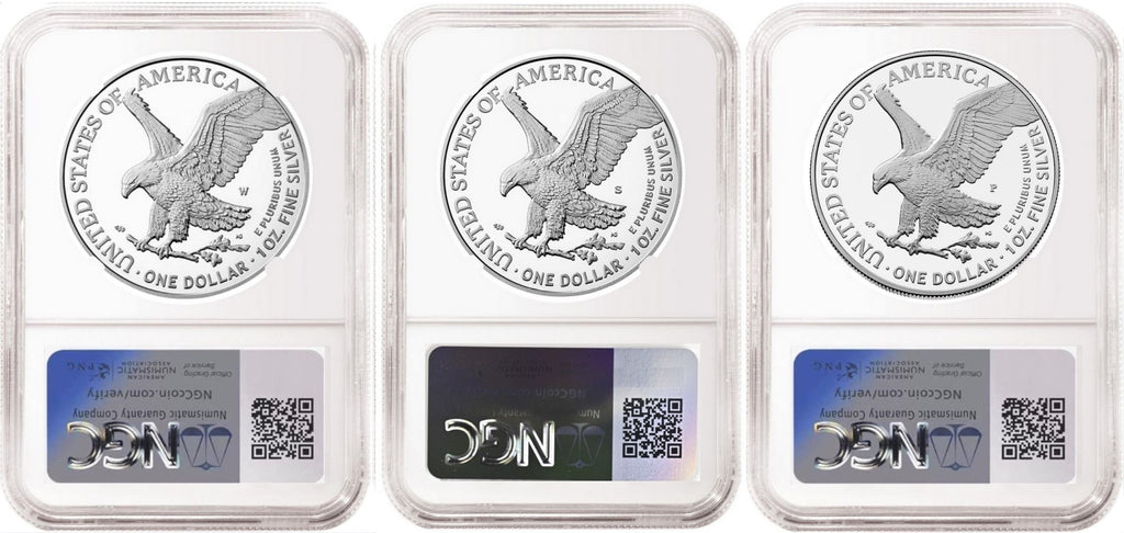 3 Coin Set 2025 Silver Eagles 250th Anniversary Privy NGC PF 69 Brown