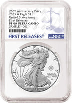 2025 W Silver Eagle Army 250th Anniversary Privy NGC PF 69 First Releases FR