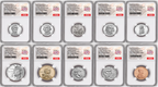 1776-2026 US Mint Complete 10 Coin Silver Proof Set, NGC PF70 FDOI, Flag
