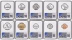 1776-2026 US Mint Complete 10 Coin Silver Proof Set, NGC PF70 FDOI, Flag
