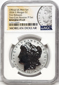 Obverse side of 2024 S reverse proof Morgan silver dollar in NGC slab with Morgan dollar label