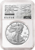 2025 W proof American Eagle Silver Dollar with laser engraved privy graded by NGC with the silver American liberty series label.
