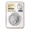 Obverse side of 2025 uncirculated Peace silver dollar graded by NGC with the Peace dollar label.