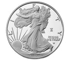 An American Silver Eagle coin featuring Walking Liberty with the 250th Anniversary Liberty Bell privy, dual dates of 1776-2026, and the inscriptions "LIBERTY" and "IN GOD WE TRUST."
