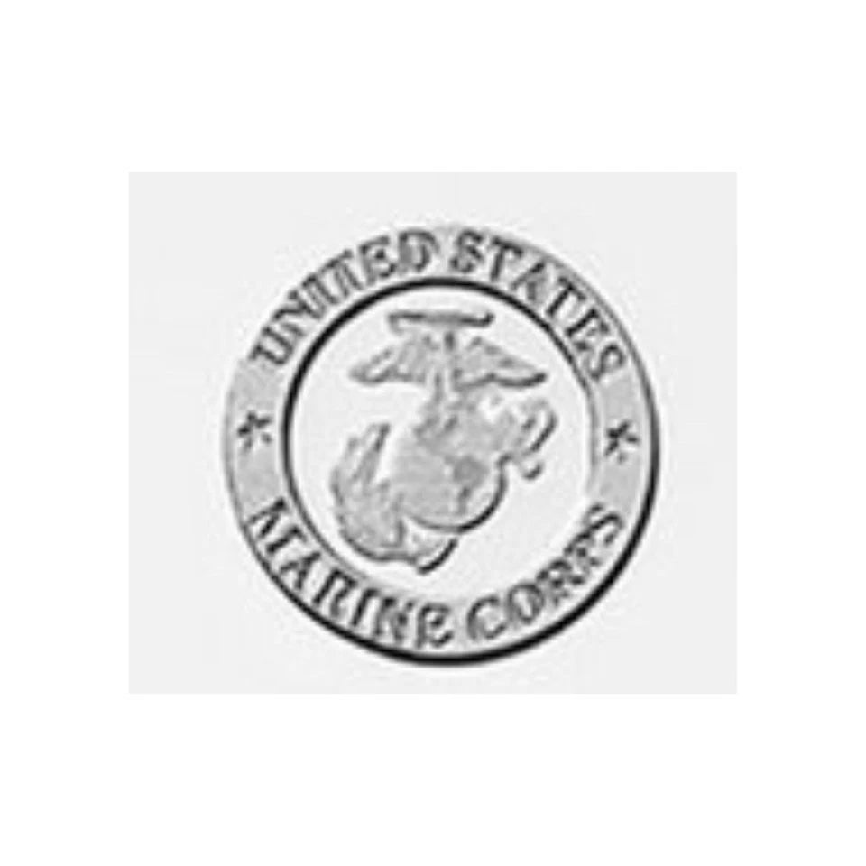 Close up of the commemorative privy mark honoring the US Marine Corps 250th anniversary, consisting of a circular emblem that reads 'UNITED STATES MARINE CORPS' surrounding the Marine Corps insignia.