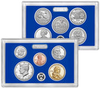 Two 2023 United States Mint Proof Sets in blue plastic cases. Top case features five American Women Quarters honoring Bessie Coleman, Edith Kanaka?ole, Eleanor Roosevelt, Jovita Idar, and Maria Tallchief. Bottom case includes standard 2023 coins: Lincoln penny, Jefferson nickel, Roosevelt dime, Washington quarter, Kennedy half dollar, and Native American dollar, each with polished proof finish and 'LIBERTY' and 'IN GOD WE TRUST' inscriptions.